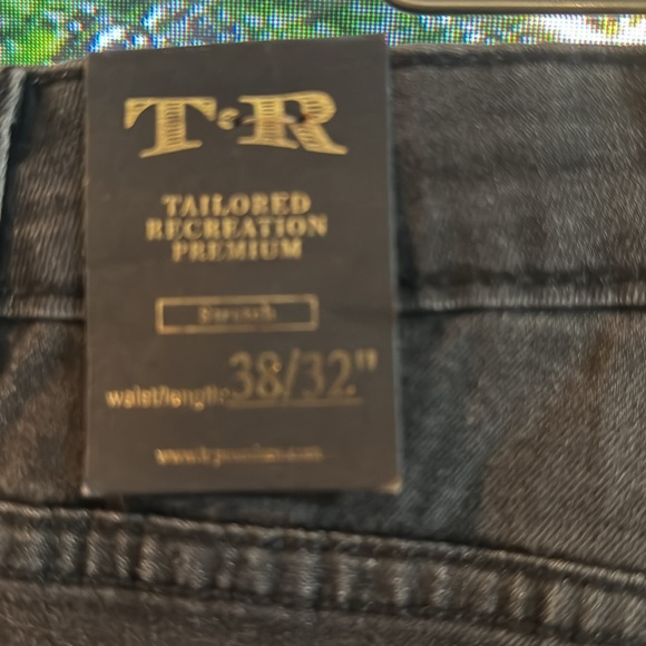 NWT T-R Tailored Recreation Premium tapered stretch blk denim jeans Size 38 Z41 - Picture 6 of 10